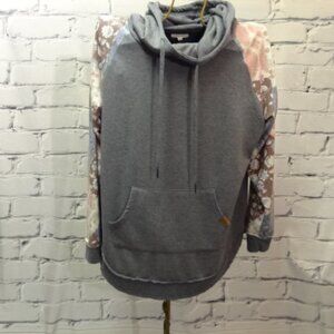 Maurices Blue w/Floral Sleeves Hooded Tunic